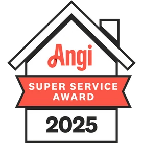 Angi Super Service Award credential badge for Leon Plumbing