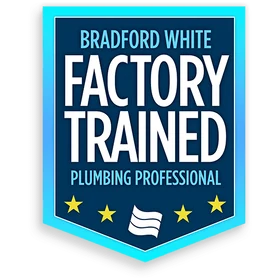 Bradford White Factory Trained credential badge for Leon Plumbing